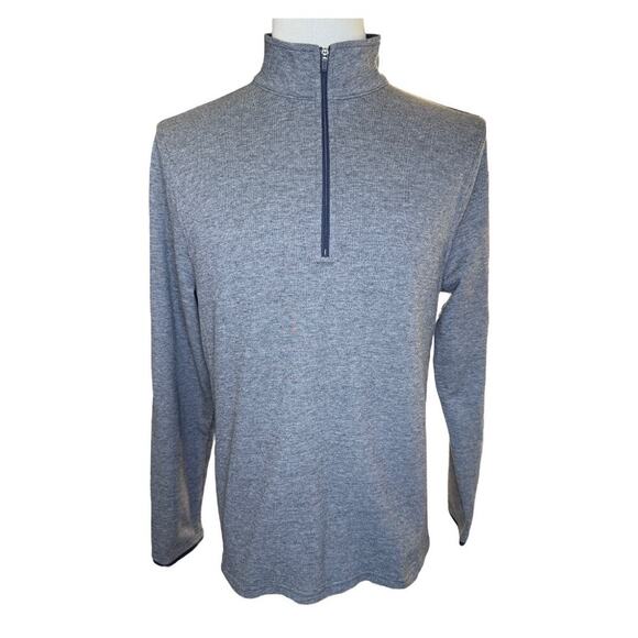 NWOT J. Crew Medium Heather Gravel Navy Performance half-zip pullover‎ COOLMAX - Picture 2 of 8